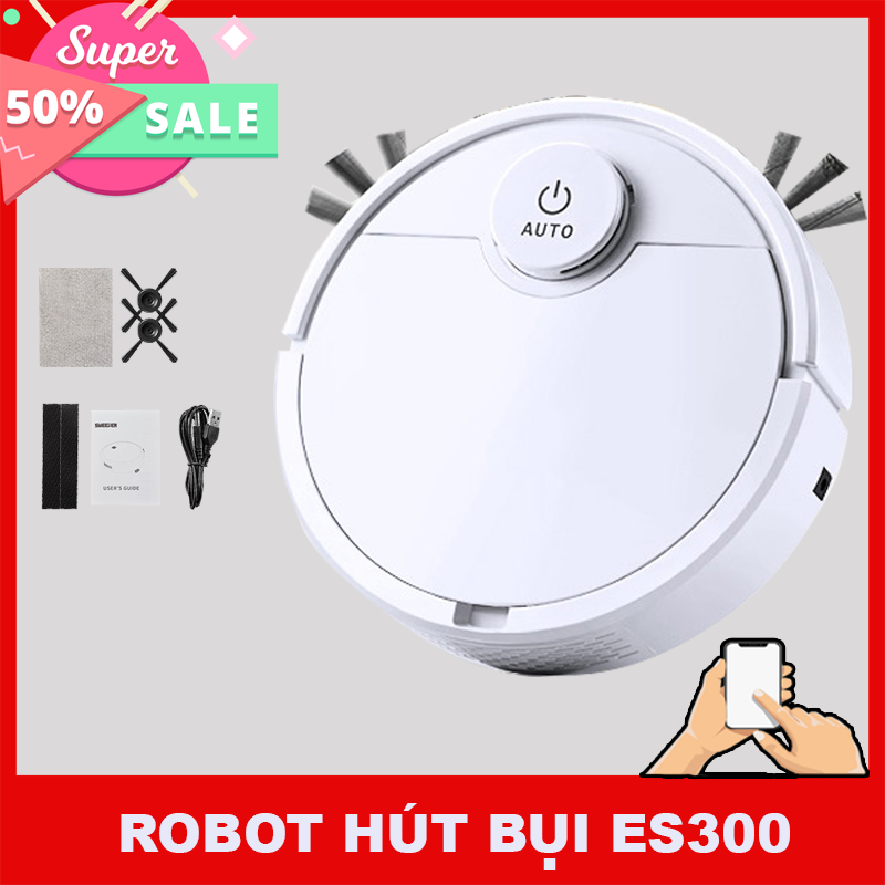 ROBOT- ROBOT HÚT BỤI- ROBOT HUT BUI- robot hút bụi gia đình - robot thông minh - robot lau -Robot Hút Bụi Thông Minh, Robot Hút Bụi Tự Động ES300, Robot Hút Bụi Lau Nhà Tự Động ES300 hút quét lau, Tạo Không Gian Nhà BạnSạch Sẽ Thoáng Mát.