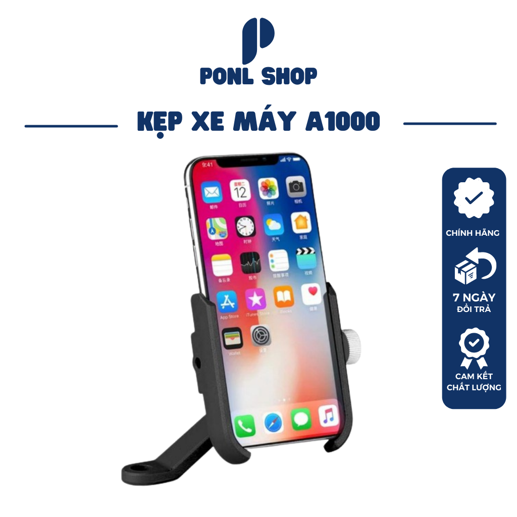 [HCM] Giá đỡ điện thoại gắn xe máy chất liệu hợp kim A1000 (KẸP C2 MẪU MỚI)