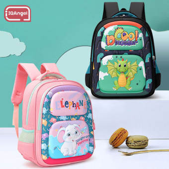 IQAngel cặp cho học sinh cấp 1 cặp đi học cho Nam sinh tiểu học và nữ ba lô họa tiết hoạt hình dễ thương dung tích lớn Ba lô chịu mài mòn Balo học sinh chống thấm nước