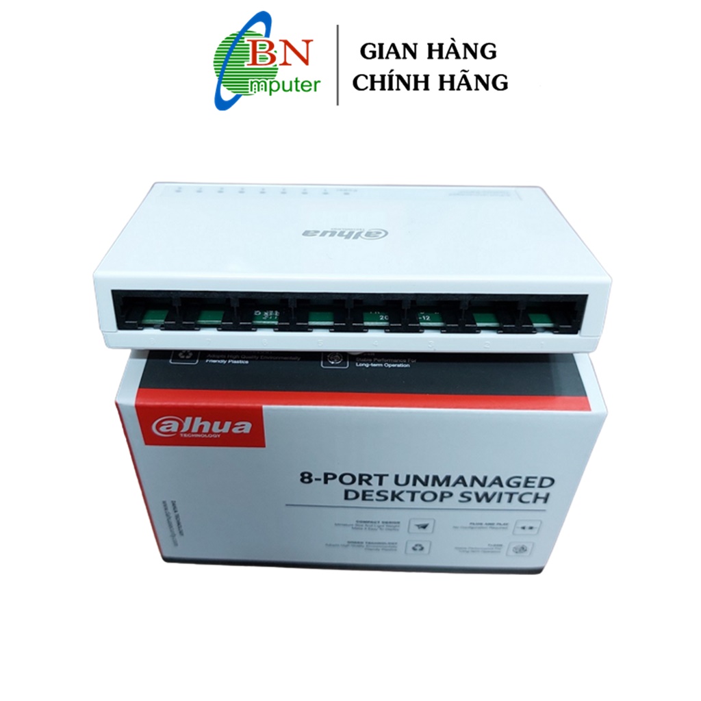 Thiết bị mạng switch dahua dh-pfs3008-8et-l,8 cổng fast ethernet với tốc độ 100mbps