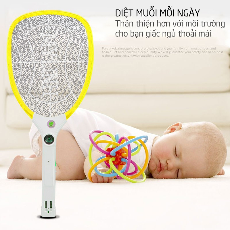 Vợt bắt muỗi điện tử mỹ linh meilin 3688 lưới 3 tầng tiện lợi có đèn