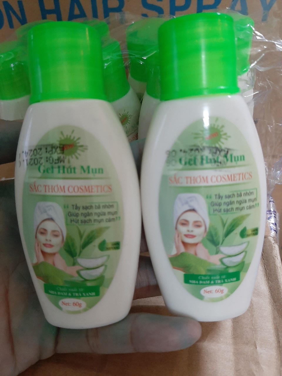 Gel hút mụn sắc thơm nha đam & trà xanh 60g - gel lột mụn than hoạt tính 60g