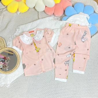 Bộ Đồ Pijama Cổ Bèo Mặc Nhà Lụa Mango Cho Bé Gái