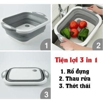 Bộ thớt kèm rổ thau (chậu) 3 trong 1 gấp gọn tiện dụng