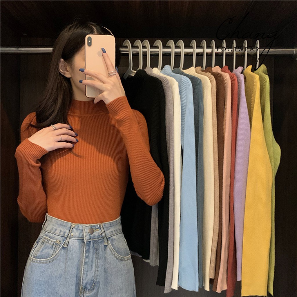 Áo len cổ 3 phân chất đẹp, không bai nhão