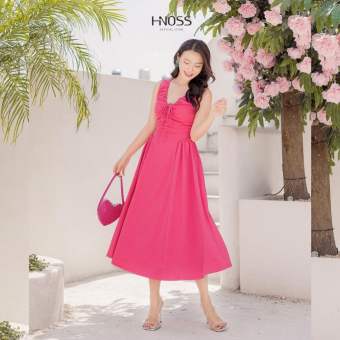 Đầm lửng nữ thời trang HNOSS Sát Nách Nhún Cổ HNDLU090