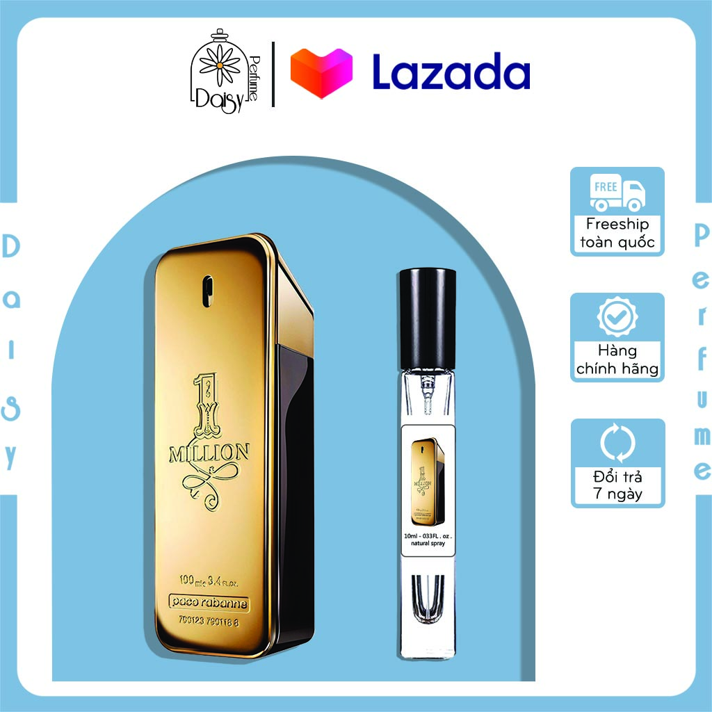 Nước hoa nam Paco Rabanne 1 Million EDT 5ml/ 10ml/ 20ml chính hãng thơm lâu trên 12h hương thơm nam tính, sành điệu, hấp dẫn cho mùa thu đông Daisy Perfume