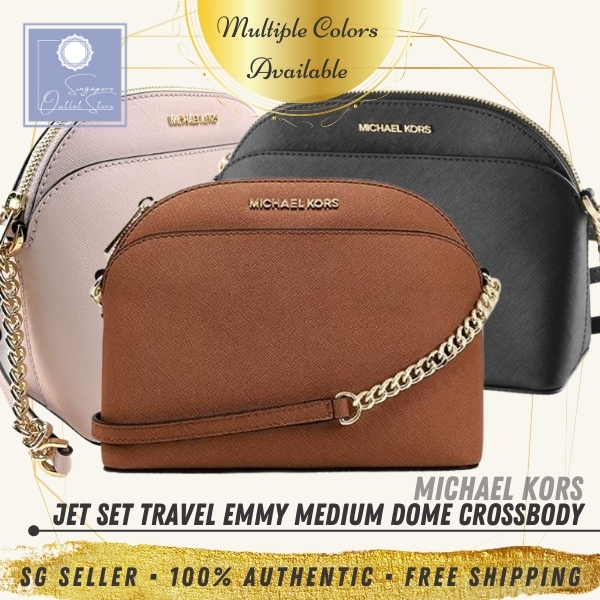 Michael Kors Jet set Travel Medium Emmy Dome Pale Blue Leather Cross Body  Bag