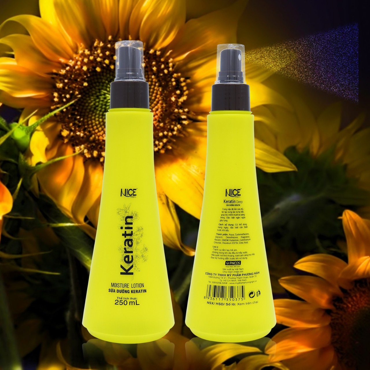 Xịt dưỡng tóc Nice Keratin phục hồi tóc hư tổn, tóc uốn, nhuộm 250ml