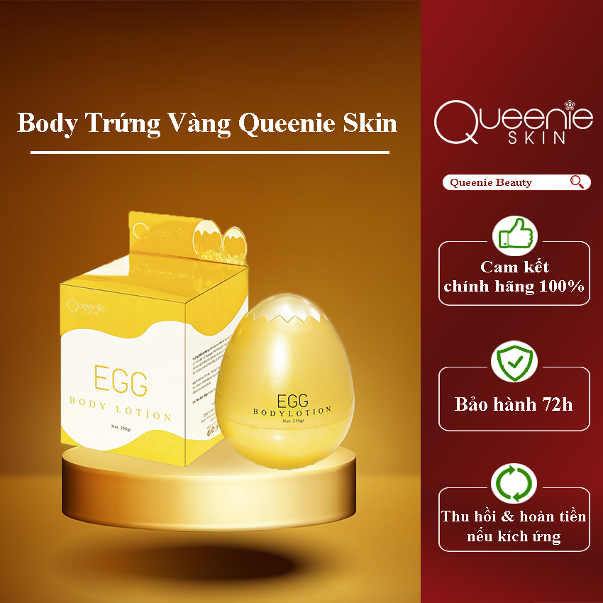 Kem body trứng vàng dưỡng trắng da toàn thân an toàn, không kích ứng, hương nước hoa Queenie Skin 250gr