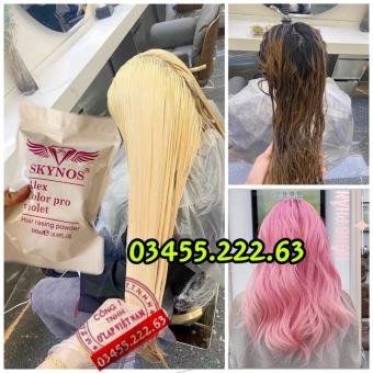 Bột Tẩy Tóc Tím Skynos , Nâng Nền Tím Skynos Bịch 500g Bột Tẩy Tím Bột Dẻo Mịn Không Sủi Bột