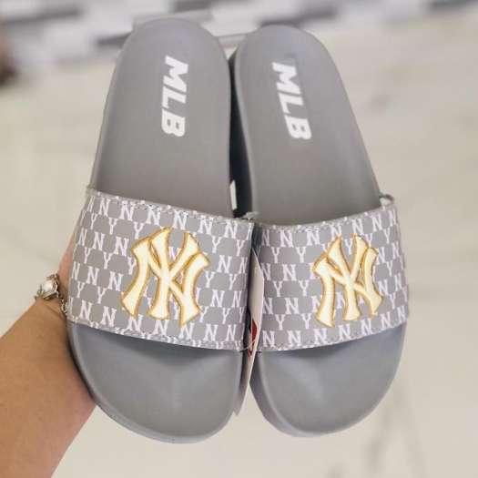 ◘✥✗ Dép unisex MLB NY ❤️FREESHIP Hộp❤️ dép mlb bóng chày quai ngang thể thao nữ Thêu NY-NY nỗi màu trắng chữ hồng xịn