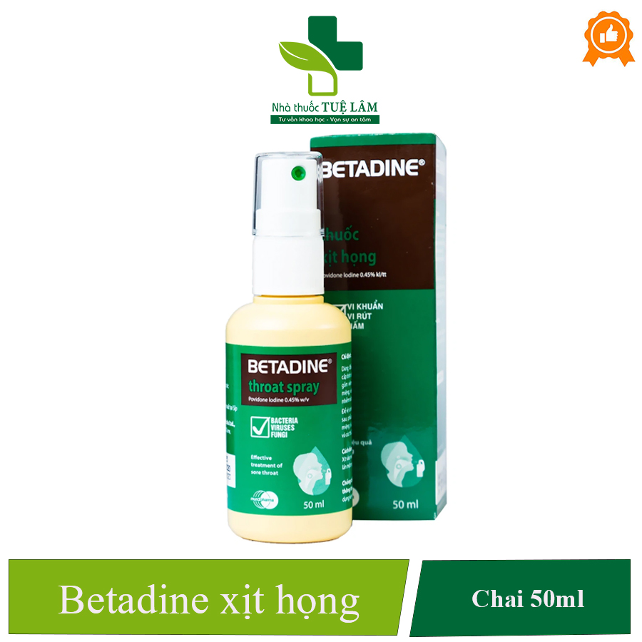 Xịt họng Betadine chai 50ml hiệu quả tiêu diệt vi khuẩn, virus gây viêm họng