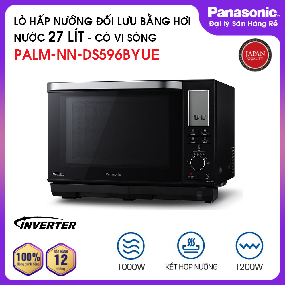 Lò hấp nướng đối lưu có vi sóng đa năng 27 lít panasonic palm-nn-ds596byue 1200w - hàng chính hãng, bảo hành 12 tháng