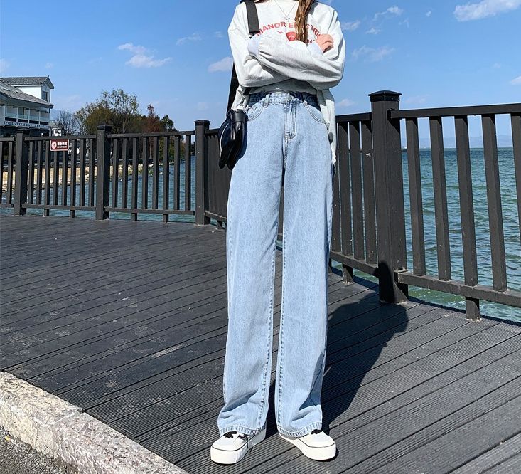 W Bigsize [Size 30~35] Quần Ống Suông Nữ - Lưng Siêu Cao / Jean Ống Rộng đẹp. Đen Trơn Dài 1m05