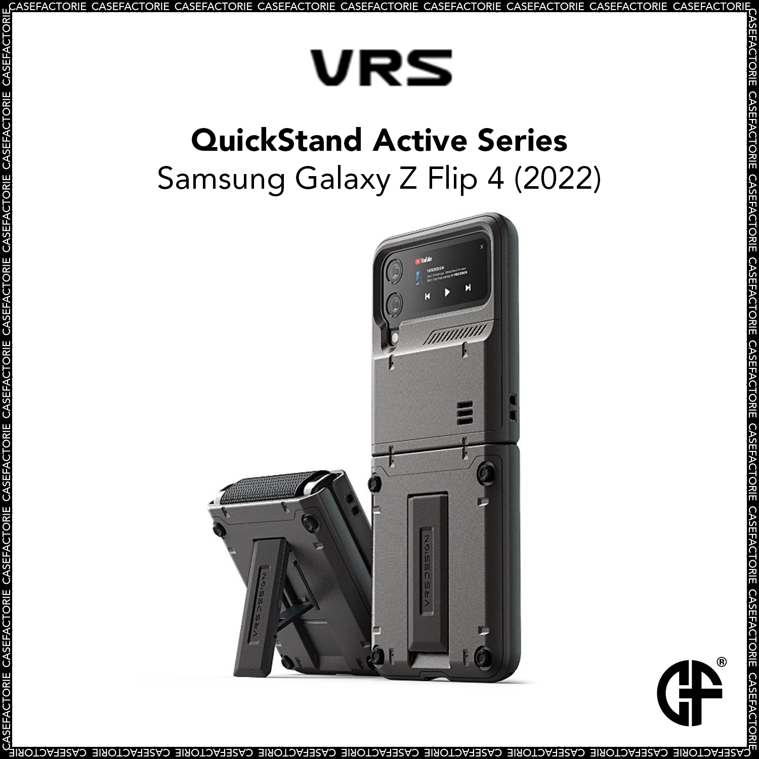 VRS Design Galaxy Z Flip 3 Case QuickStand Active - Metal Black