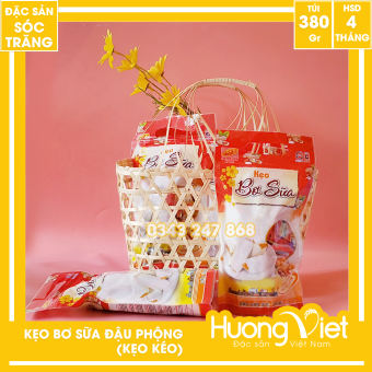 Kẹo kéo hay kẹo dồi lạc vừng- Kẹo bơ sữa đậu phộng cao cấp Tân Huê Viên 380g