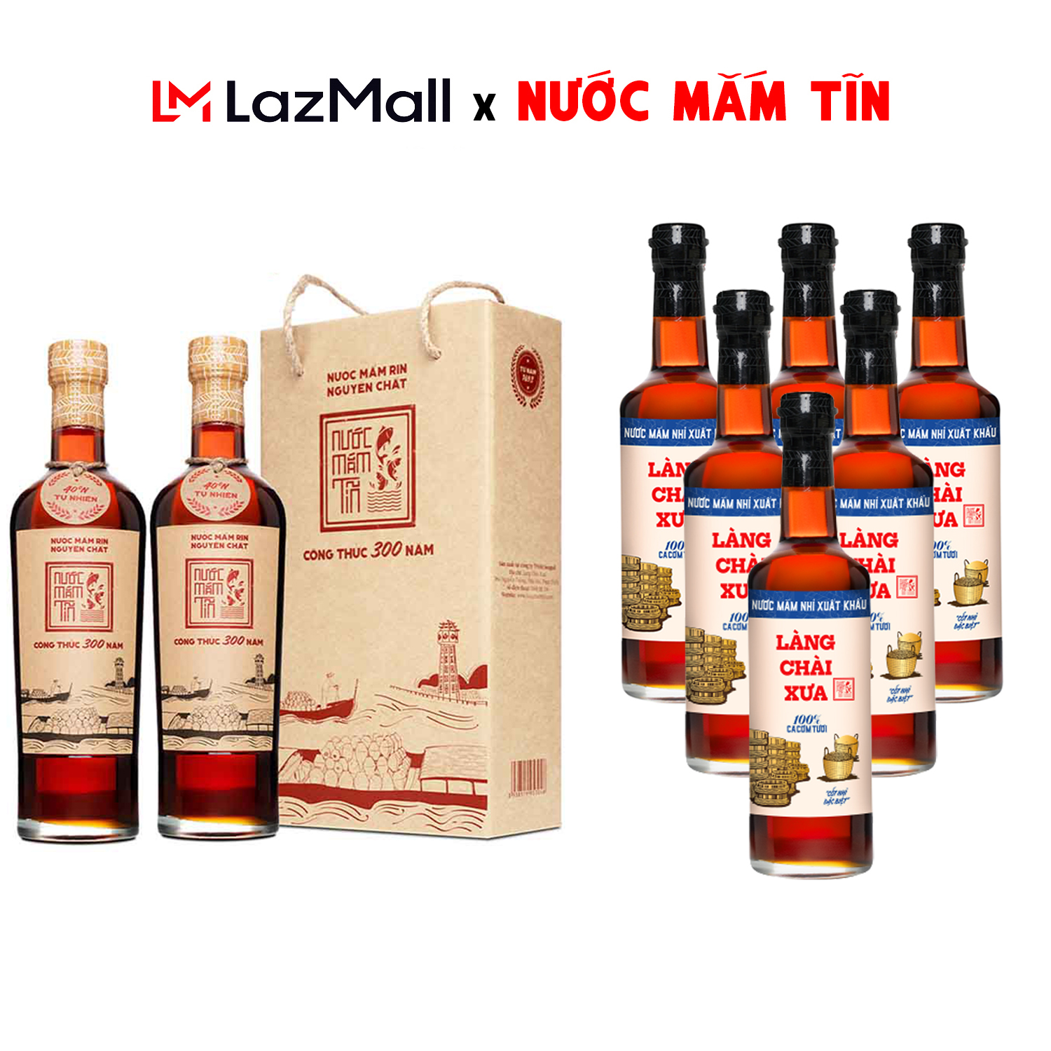 [Giảm 29% Thùng 6 chai LCX xanh + Cặp 2 chai 500ml 40N] Nhãn xanh xuất khẩu vị dịu nhẹ & Nước mắm rin nguyên chất 40N không chất bảo quản