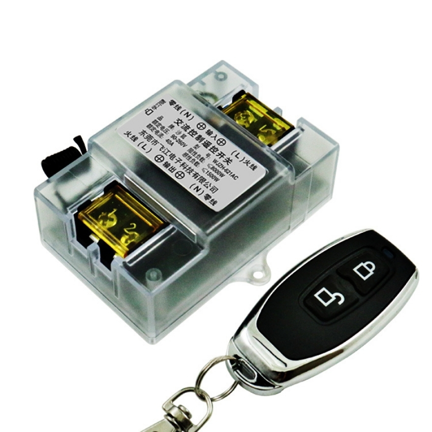 Công tắc điều khiển từ xa rf không dây 433mhz bộ thu rơ le ac 90v-280v 1ch 40a + điều khiển từ xa 1ch cho đèn ， máy bơm nước