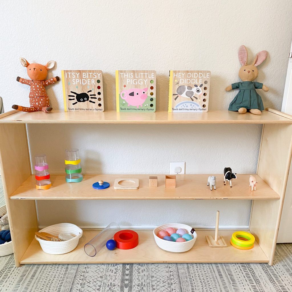 Kệ gỗ montessori 2 tầng đựng đồ chơi cho bé, đồ dùng trẻ em, bỉm sữa,sách vở chất liệu gỗ thông tự nhiên