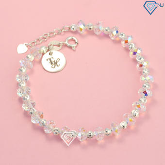 Lắc tay pha lê dành cho nữ bằng bạc khắc tên LTN0176 - Trang Sức TNJ