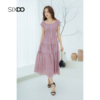 Đầm hoa chiffon midi SIXDO (Floral  Midi Chiffon Dress)