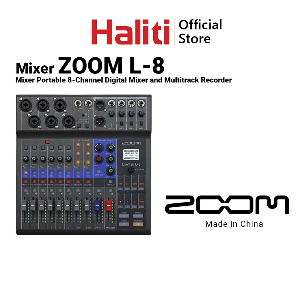 Bàn trộn Mixer Zoom LiveTrak L-8 Portable 8 kênh mixer số và Multitrack Recorder - Haliti Online Store