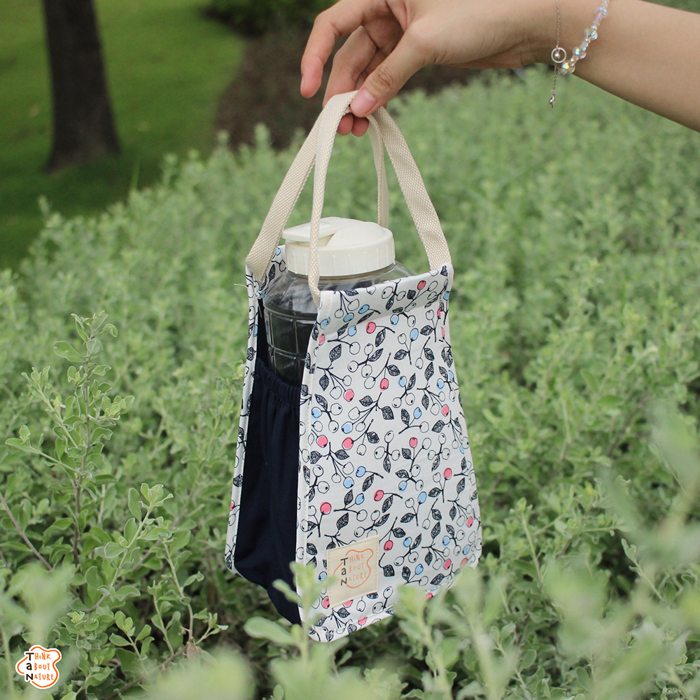 [HCM]Túi vải đựng bình nước bình giữ nhiệt ly giữ nhiệt họa tiết cherry/ Túi xách nữ Túi xá