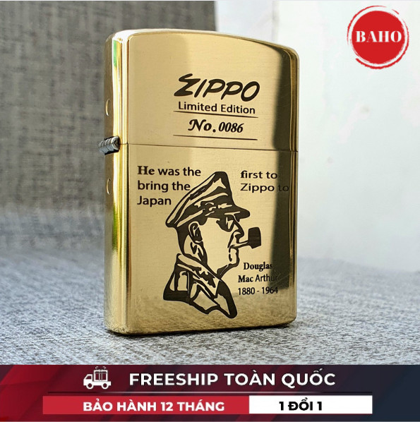 Bật Lửa Zippo Đại Tướng Mỹ Mộc Đáy Ngược Đời La Mã XIII ( Tặng Phụ Kiện ) Hột Quẹt Xăng Đá Zippo