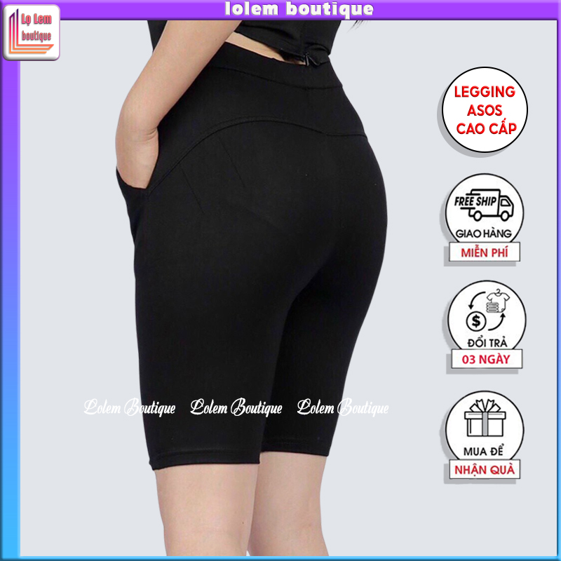 Quần legging Nữ lưng cao lửng nâng mông dáng ngố ASOS cao cấp ôm boddy mặc nhà đi chơi thể thao đều hợp LOLEM BOUTIQUE