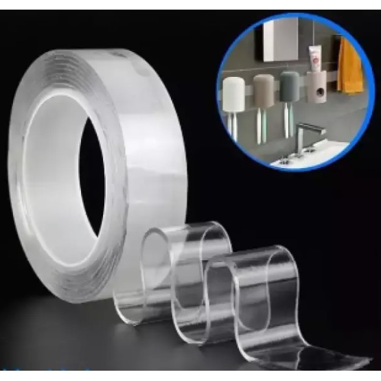 Băng Keo 2 Mặt Ma Thuật Trong Suốt Siêu Dính Khổ 5M-2M Chất Liệu PU