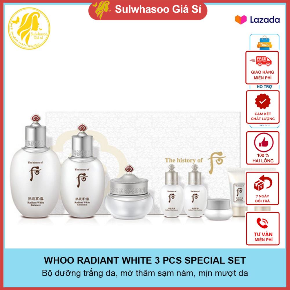 Bộ dưỡng trắng sáng da, giảm thâm sạm nám, đồi mồi Whoo Radiant White full 3pcs sulwhasoogiasi