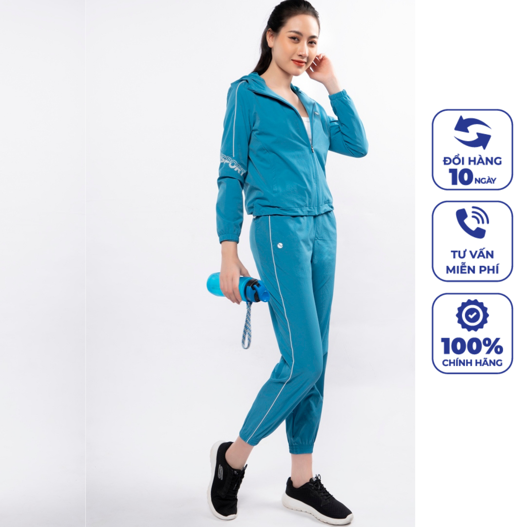 Bộ Đồ Gió Áo Khoác Quần Jogger Nữ Livan Empower Xanh Dương