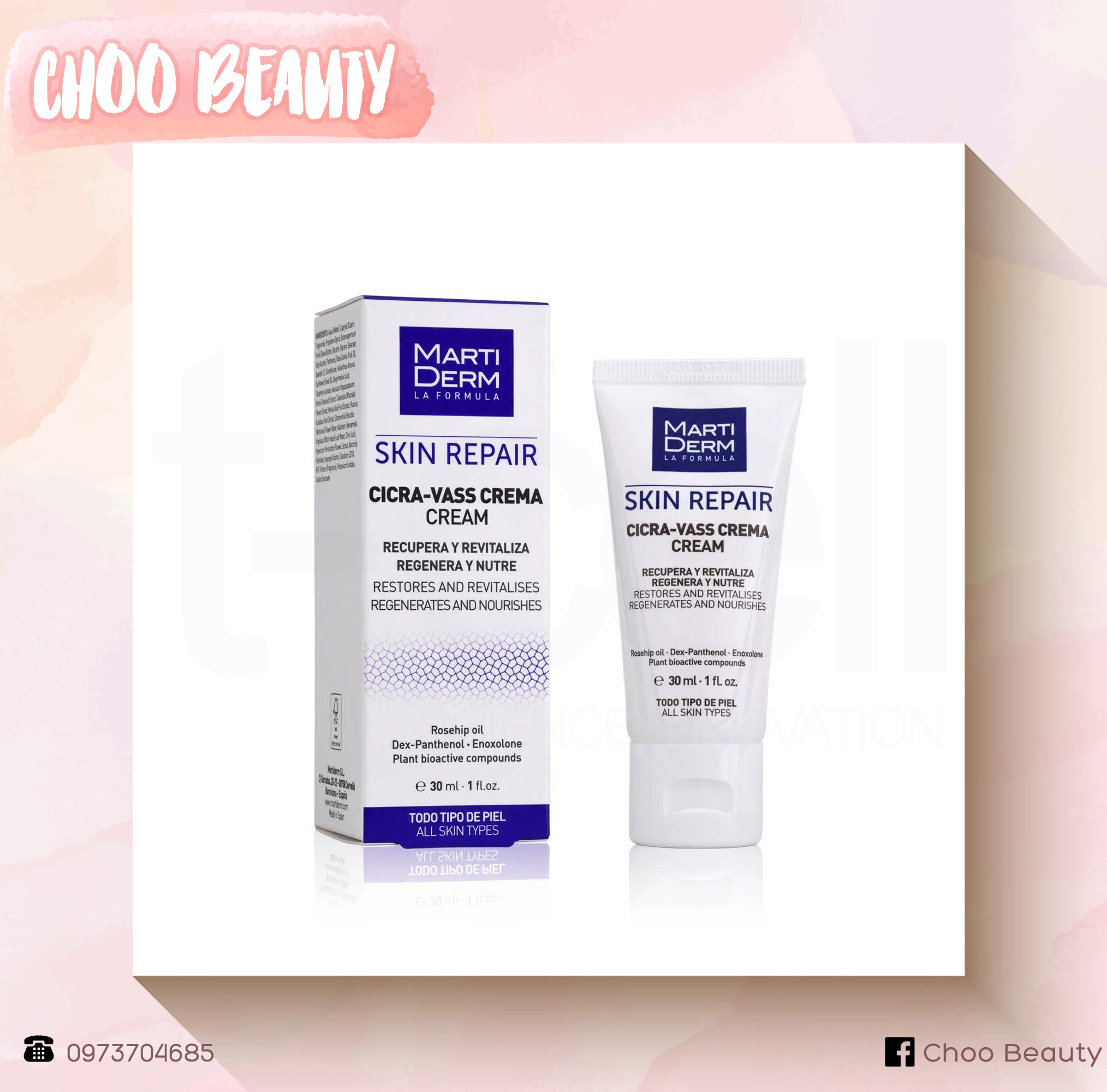 Kem dưỡng tái tạo & phục hồi da nhạy cảm - martiderm skin repair cicra vass cream