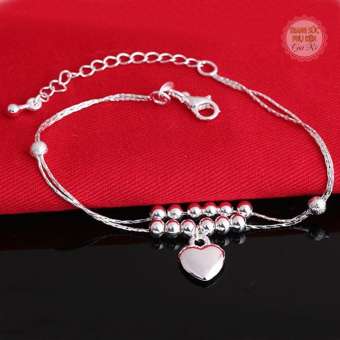 Lắc chân dây đôi trái tim bạc LC34