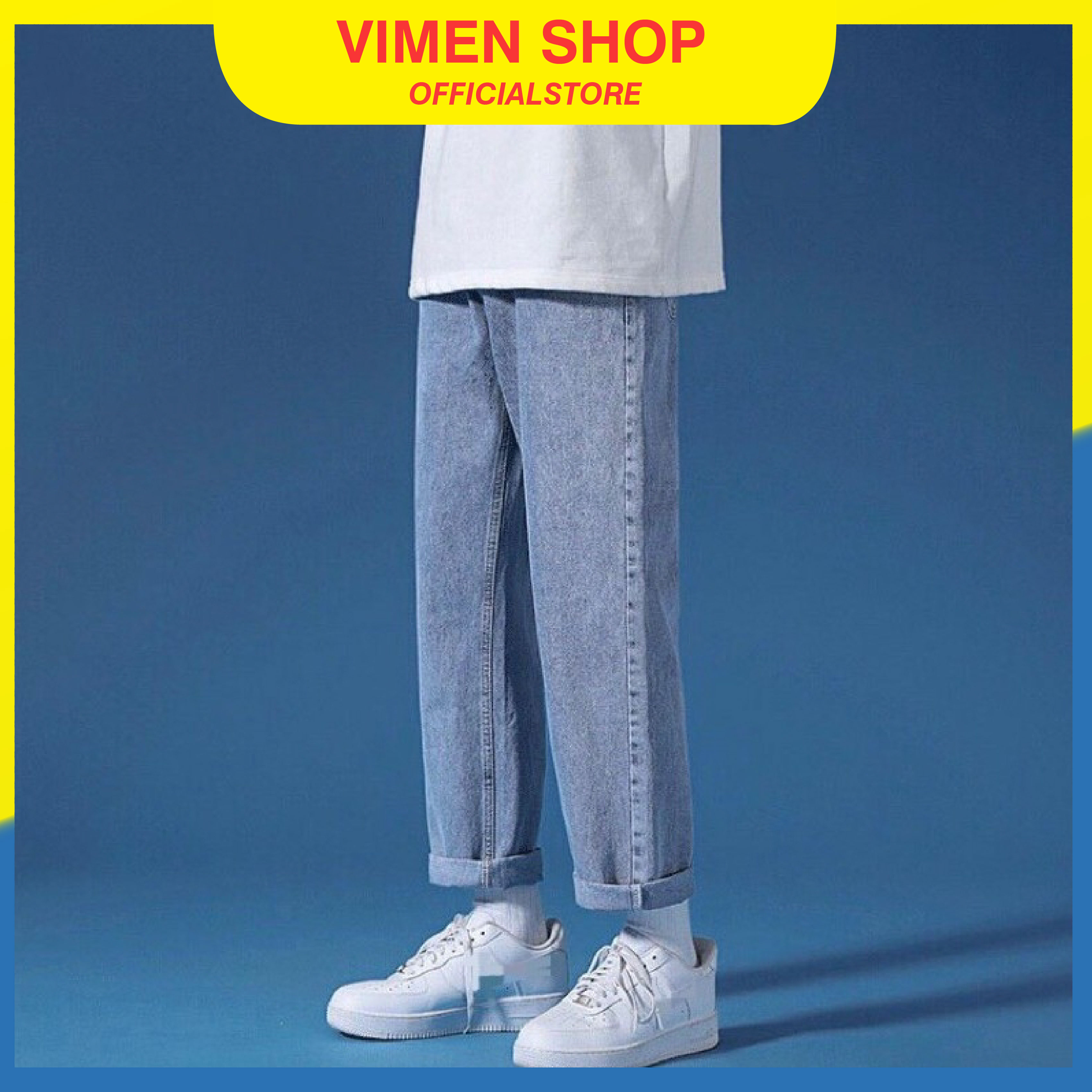 Quần Baggy Jean Nam VIMEN SHOP - Quần Jean Nam Ống Rộng, Quần Jean Basic Ống Suông Đẹp Cao Cấp Hàng Chuẩn Shop
