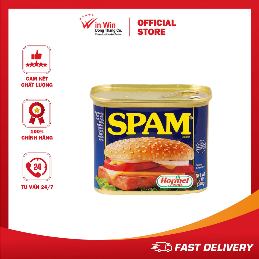Thịt Hộp SPAM Classic 340g - Nhập Khẩu Mỹ | Hormel SPAM Luncheon Meat 340g
