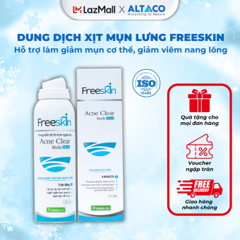 XỊT MỤN LƯNG FREESKIN - Hỗ trợ giảm mụn cơ thể, mờ thâm, giảm viêm nang lông 80ml