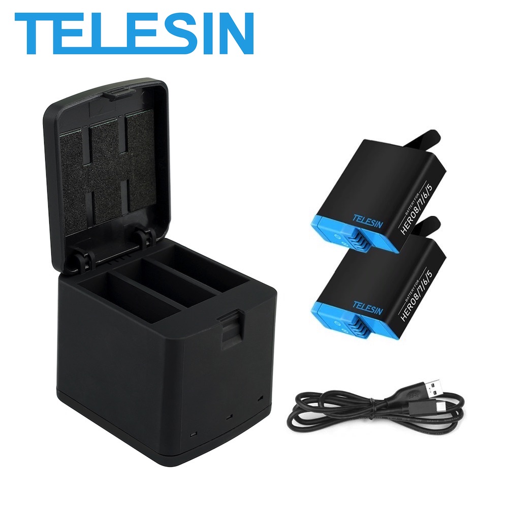 TELESIN Battery Charger 3-Channel USB Battery Quick Charger with