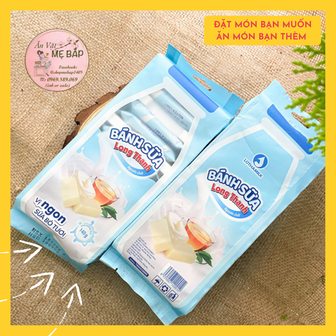 Bánh Sữa Long Thành Nguyên Chất 140g - Vị Ngon Sữa Bò Tươi - Shop Mẹ Bắp [Date 10/06/2022]