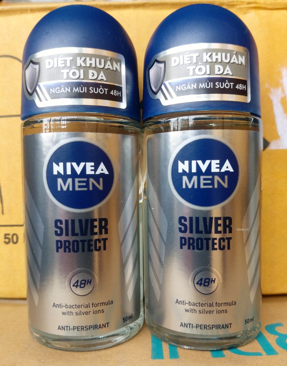 Combo 02 chai lăn khử mùi nivea phân tử bạc dành cho nam 50g