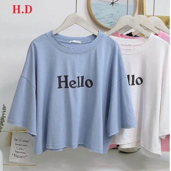Áo Croptop Hello dáng rộng LD11