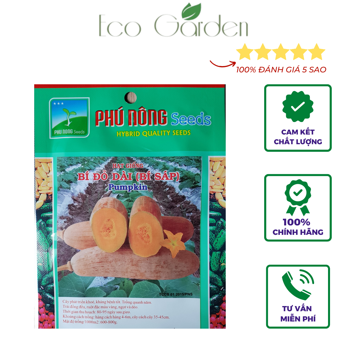 Hạt giống bí đỏ dài phú nông - 10g