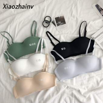 Xiaozhainv Đồ Lót Nữ Áo Ngực Không Dây Màu Trơn Phong Cách Hàn Quốc