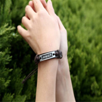 Vòng Đeo Tay Dây Da,Vòng Tay WWJD Phong Cách Cổ Điển