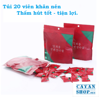Gói 20 Khăn Giấy Nén Đa Năng Hàn Quốc Siêu Thấm Hút Khăn Lau Mặt Dùng 1 Lần Bông Cotton Tự Nhiên Bông Tẩy Trang - Cao Hanh Cosmetics