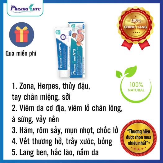 Gel bôi Nano Bạc PlasmaKare No5 kháng khuẩn, kháng nấm, virus...chống viêm, giảm ngứa, tái tạo da, chuyên sâu cho bệnh về da