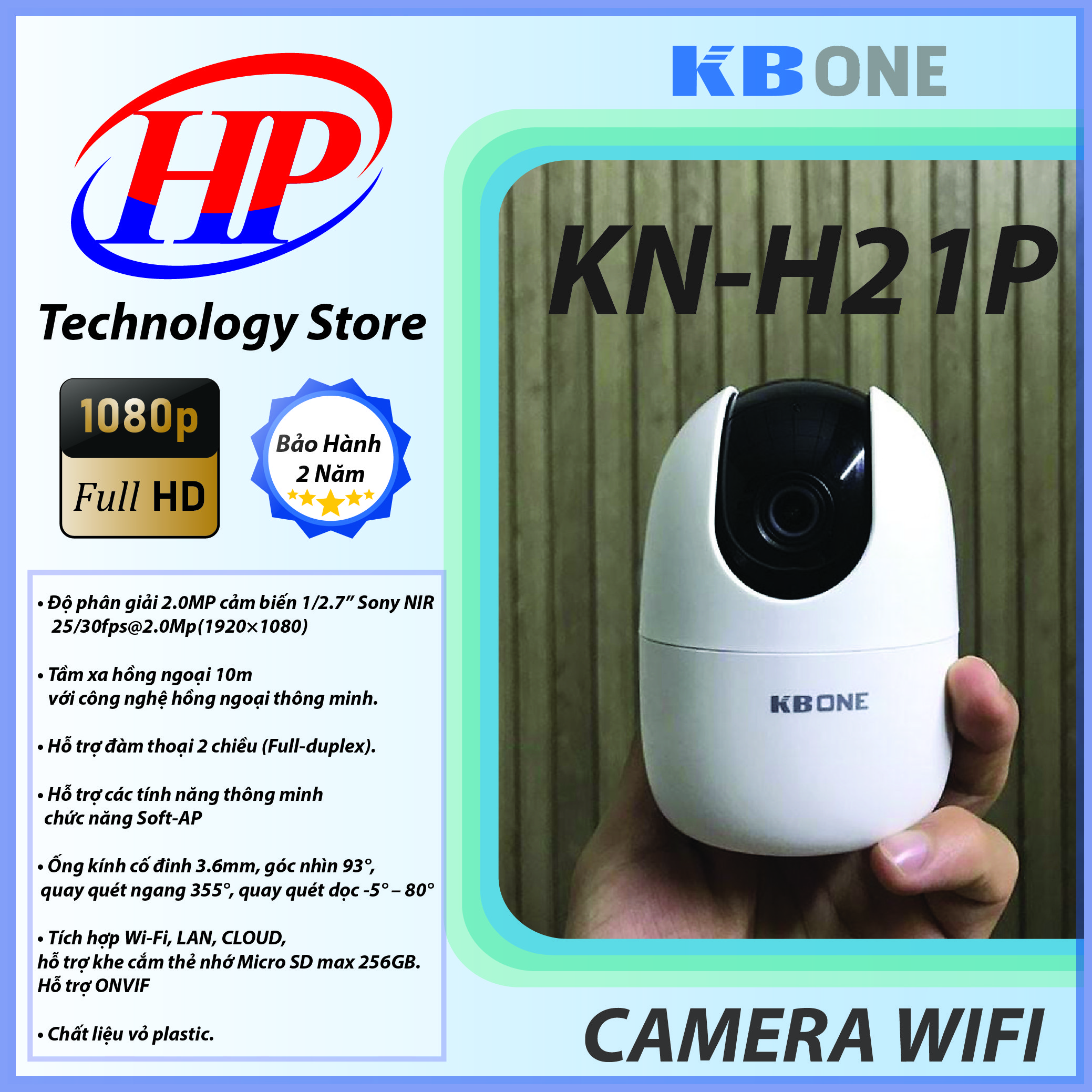 Camera WiFi Xoay 360 KN-H21P Tự Phát WiFi