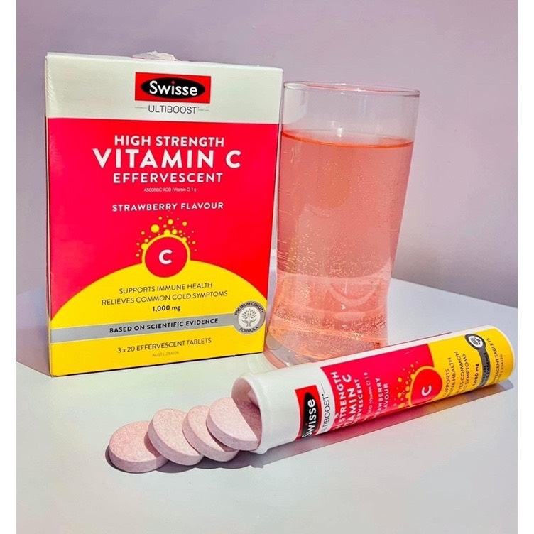 Viên sủi Swisse High Strength Vitamin C Effervescent 1000mg hộp 20 viên -Úc