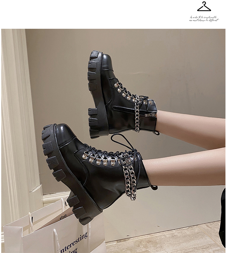 Anh Đầu Máy Buộc Dây Dr. Martens Nữ Phong Cách Retro Bốt Kỵ Sĩ 2020 Mẫu Mới Lớp Da Bóng Đế Thô Đế Dày Ins Bốt Ngắn